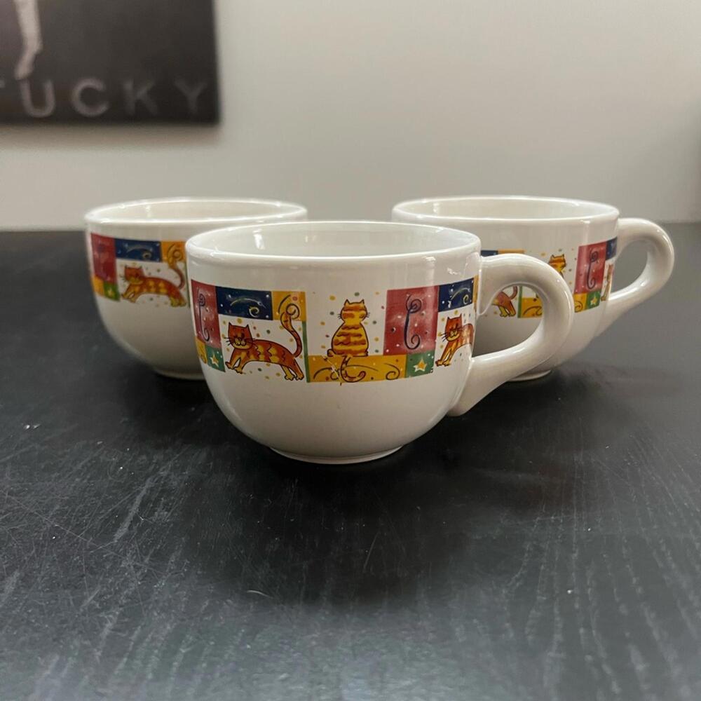 Vintage Royal Norfolk Cat Design Oversized Mug Set of 3